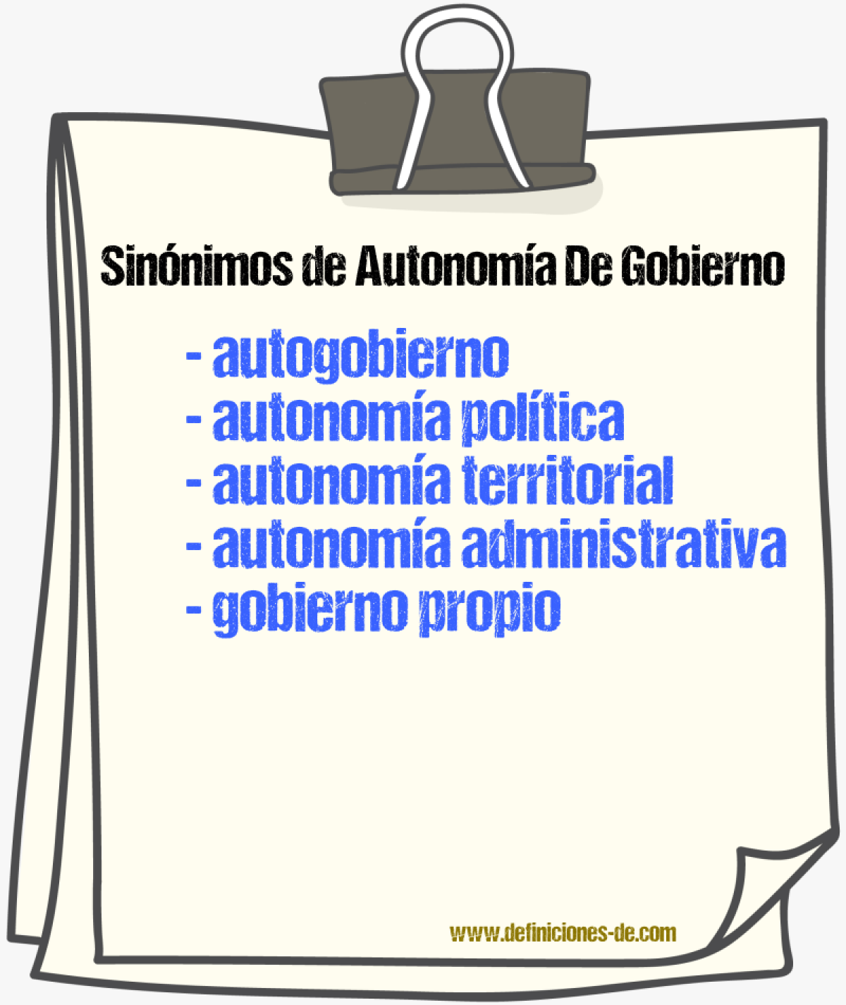 Sinónimos de autonomía de gobierno