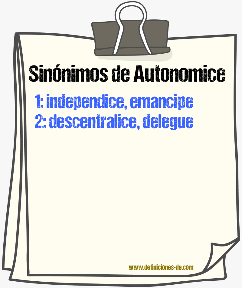 Sinónimos de autonomice