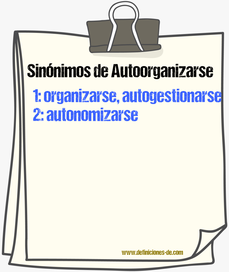 Sinónimos de autoorganizarse