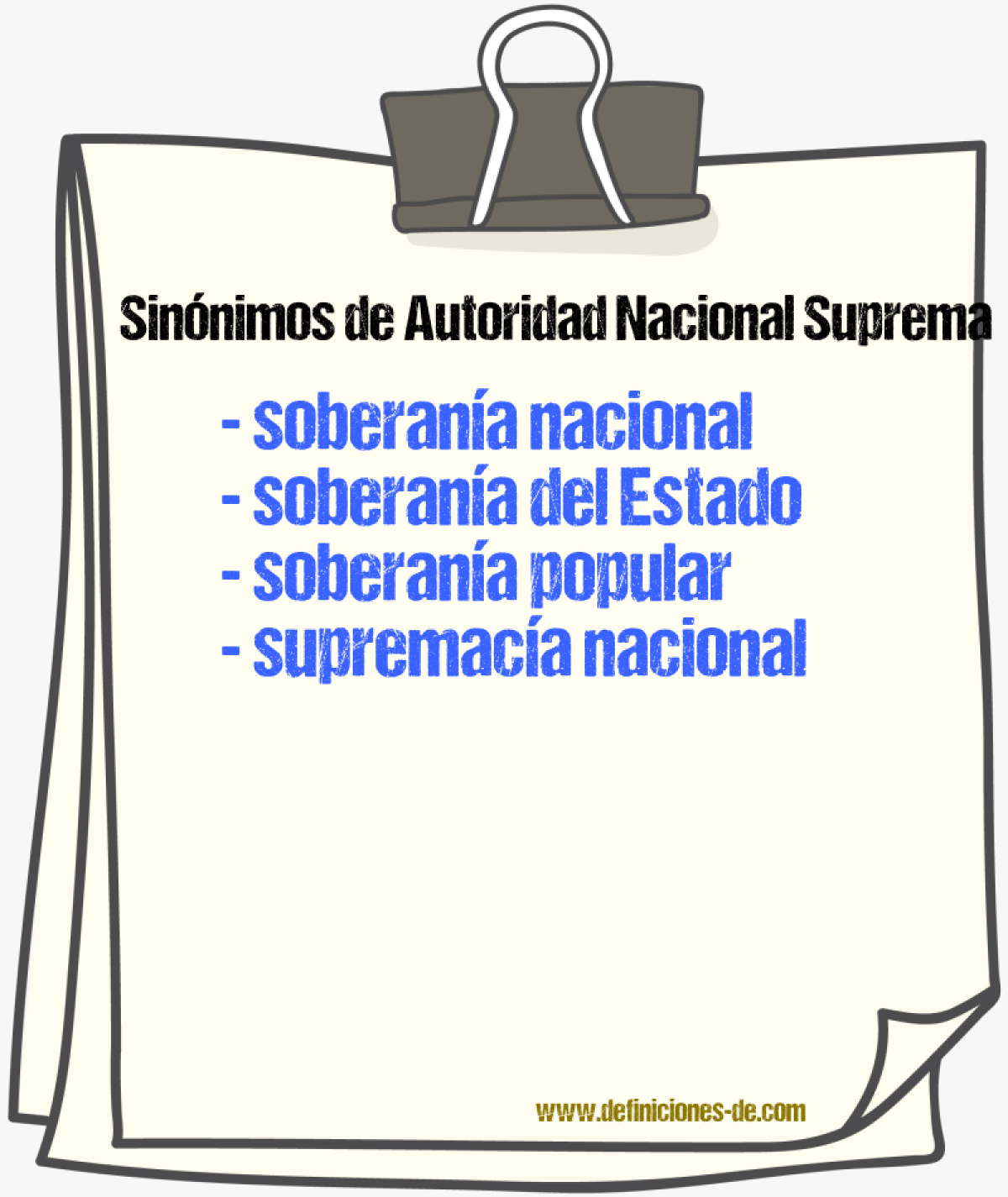 Sinónimos de autoridad nacional suprema