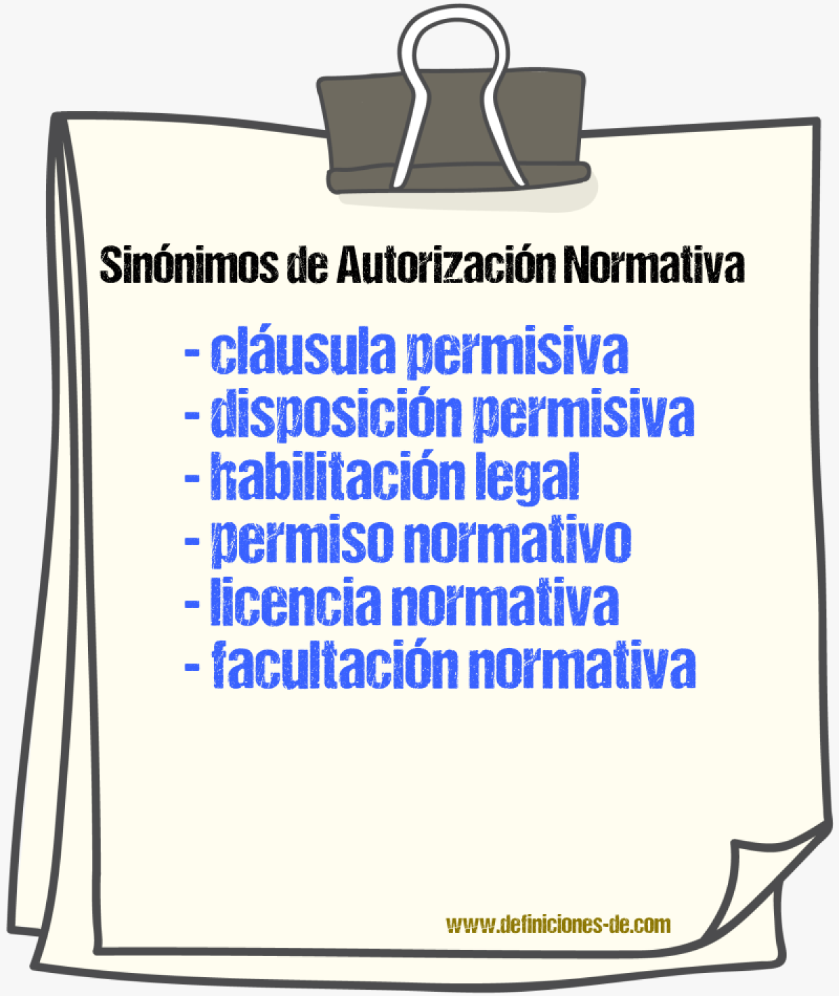Sinónimos de autorización normativa