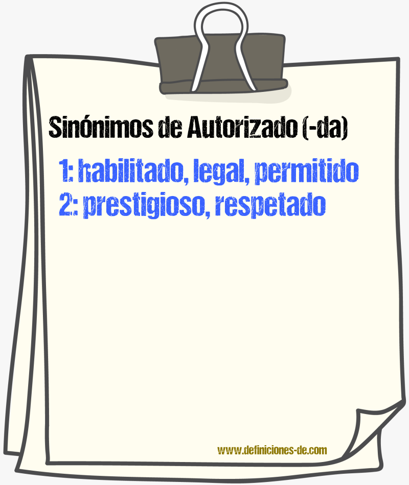 Sinnimos de autorizado