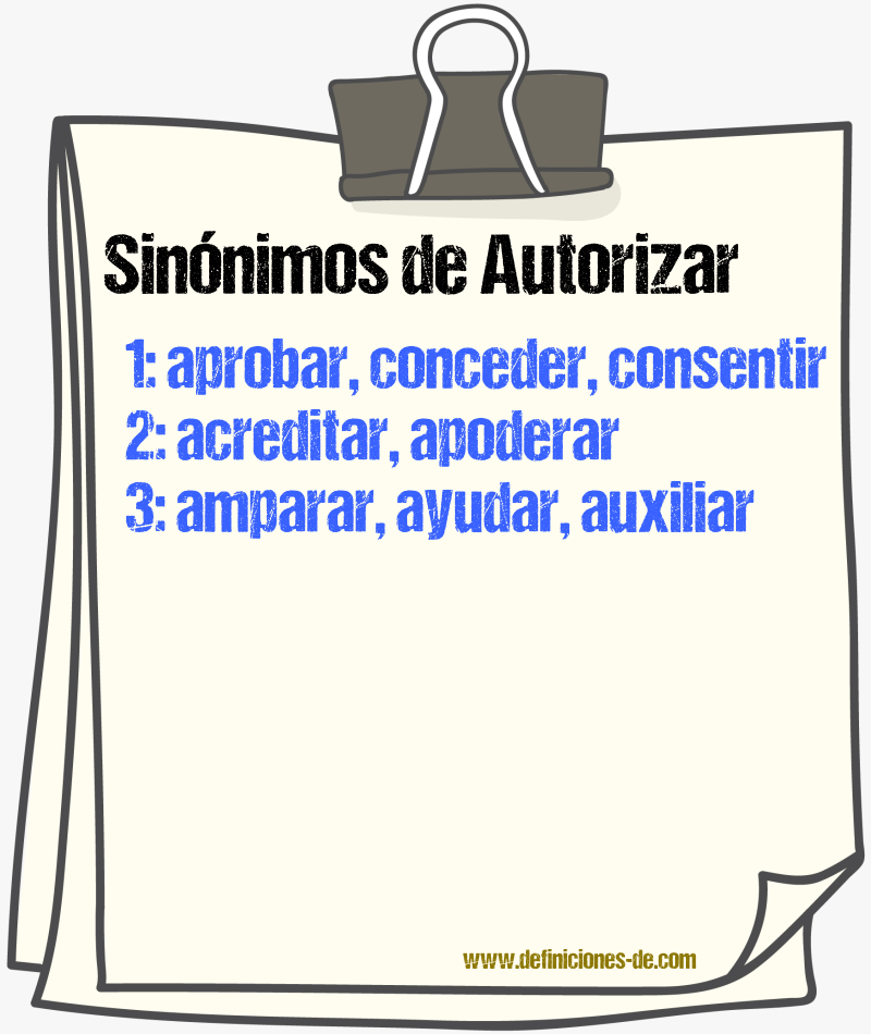 Sinnimos de autorizar