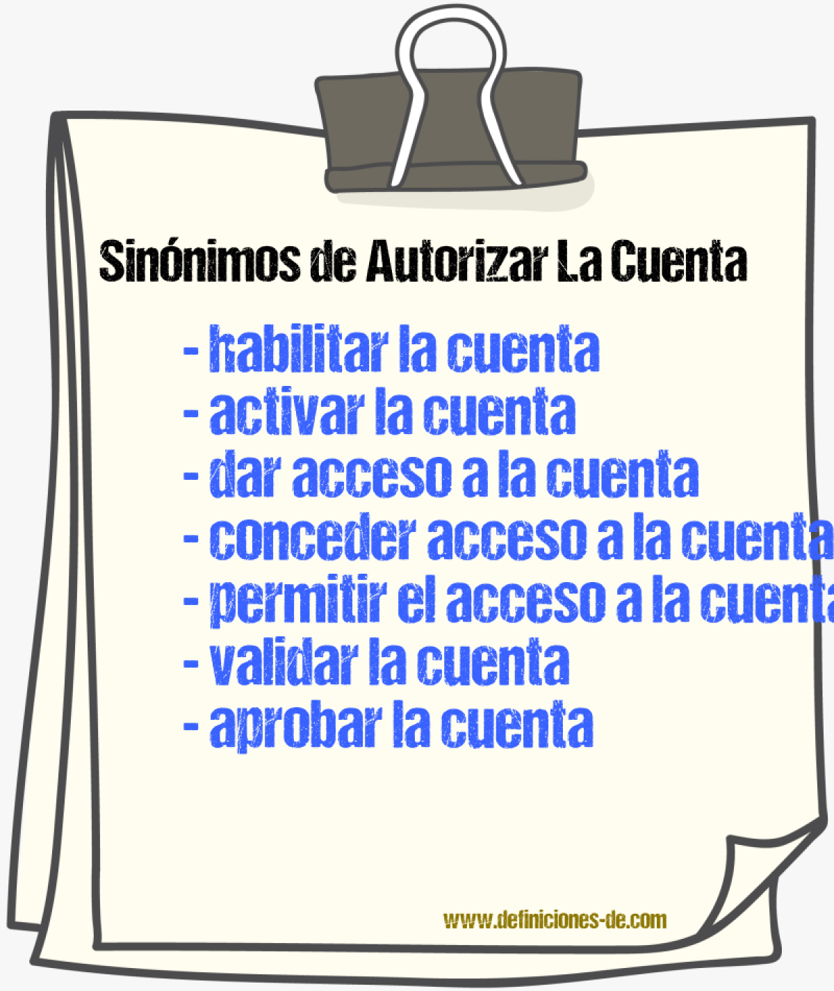 Sinónimos de autorizar la cuenta