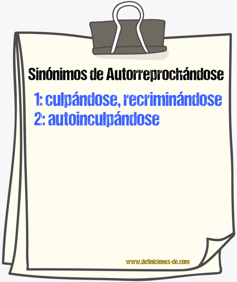 Sinónimos de autorreprochándose