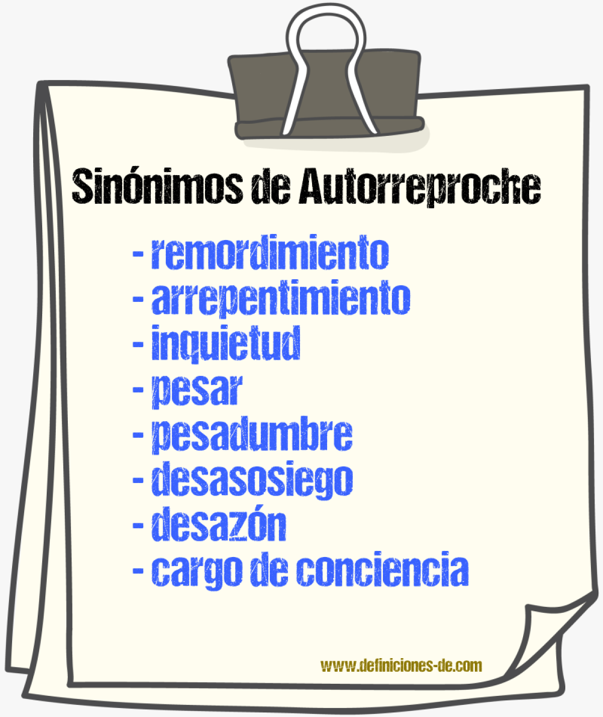 Sinnimos de autorreproche