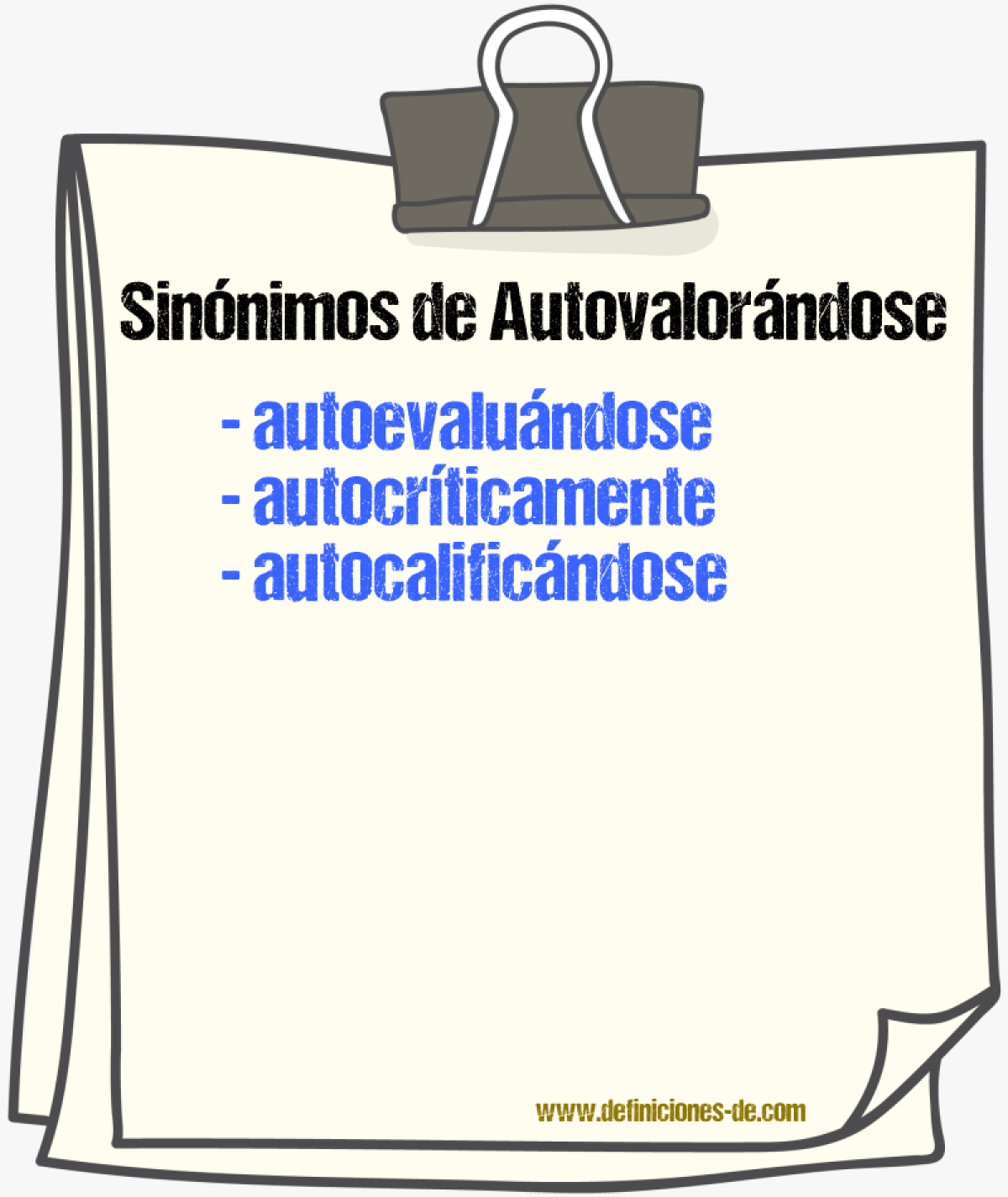 Sinónimos de autovalorándose
