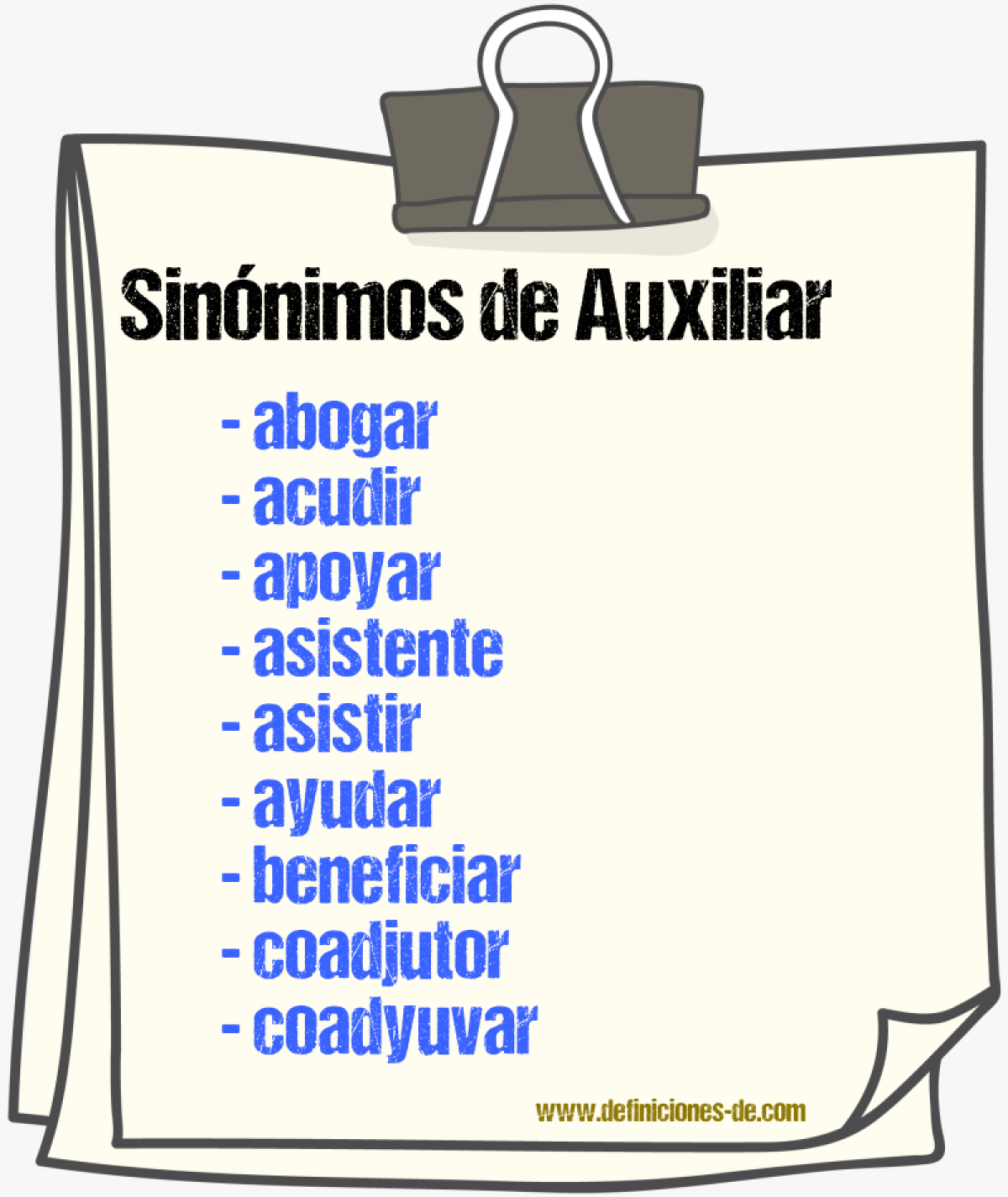 Sinnimos de auxiliar