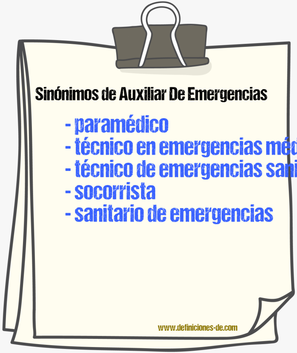 Sinónimos de auxiliar de emergencias
