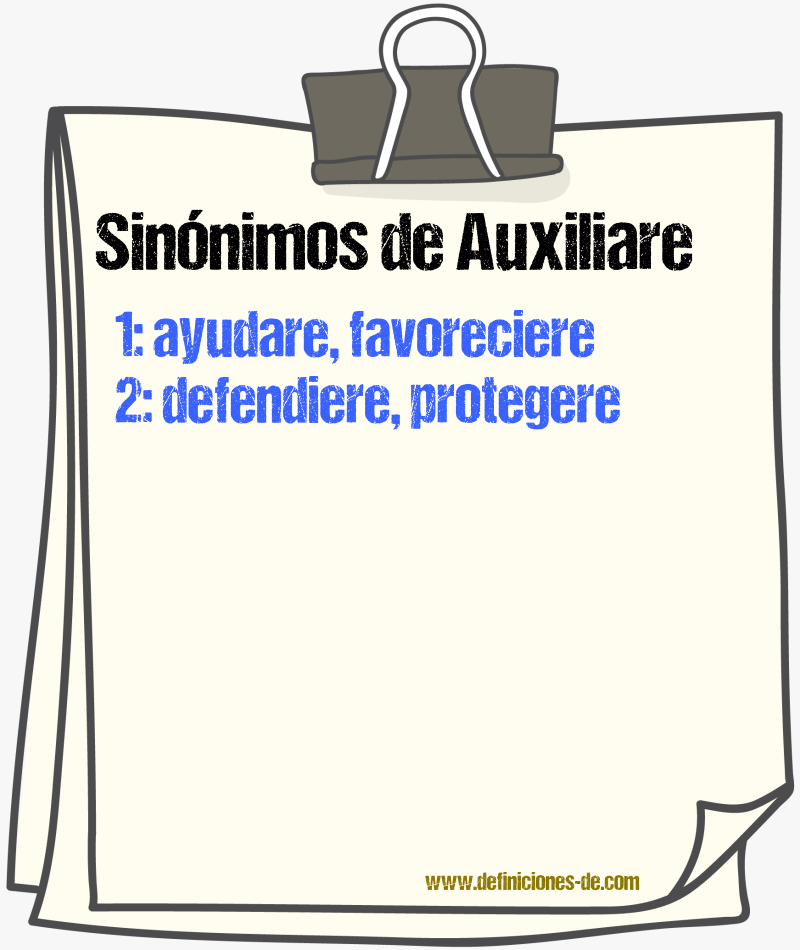 Sinónimos de auxiliare