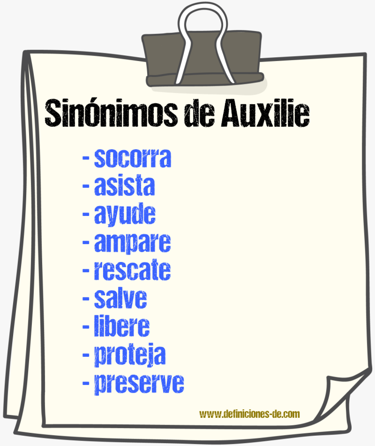 Sinónimos de auxilie