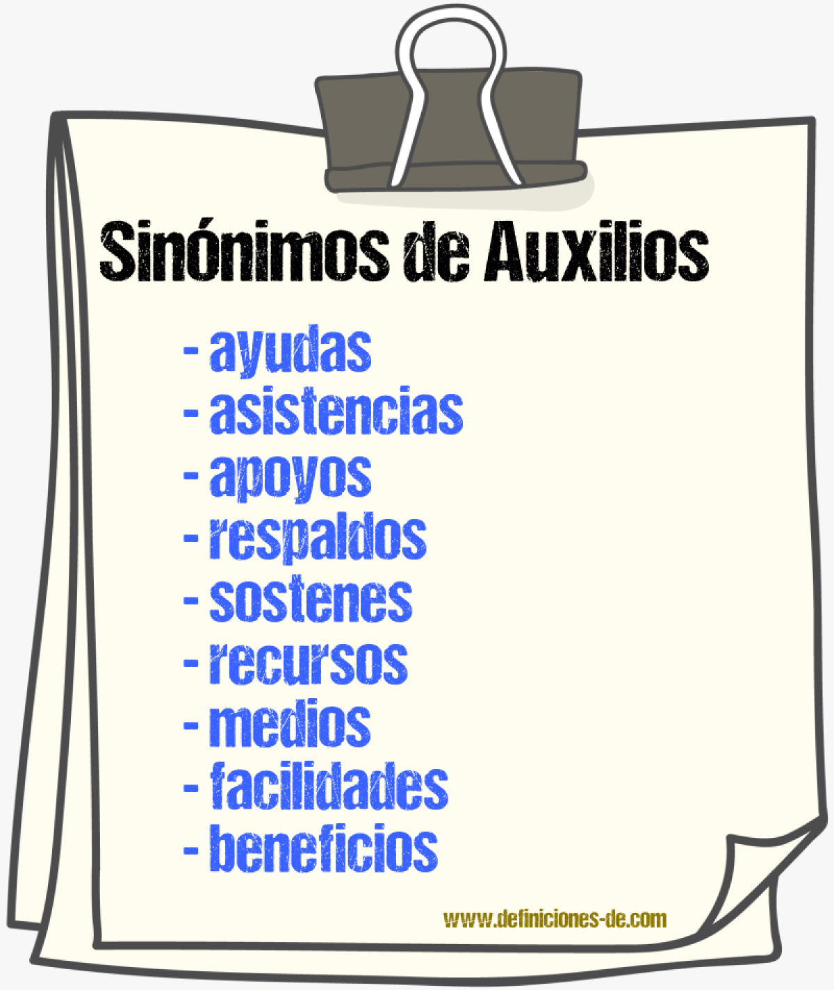 Sinónimos de auxilios