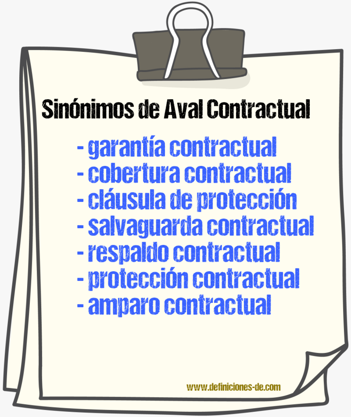 Sinónimos de aval contractual