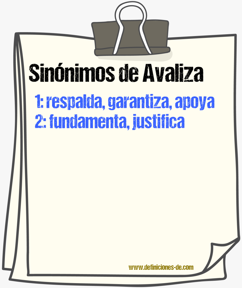 Sinónimos de avaliza