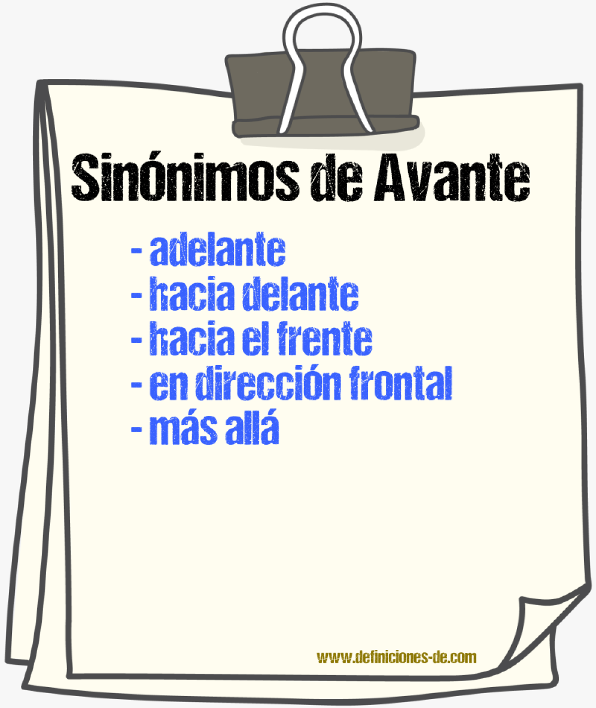 Sinónimos de avante