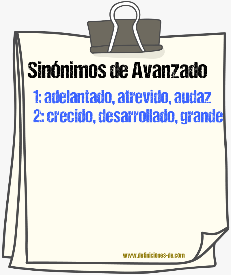 Sinnimos de avanzado