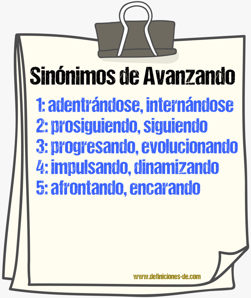 Sinónimos de avanzando