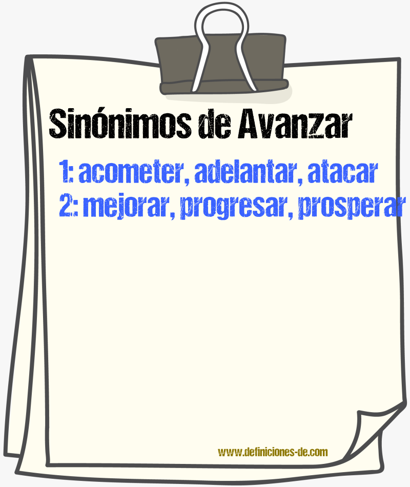 Sinnimos de avanzar