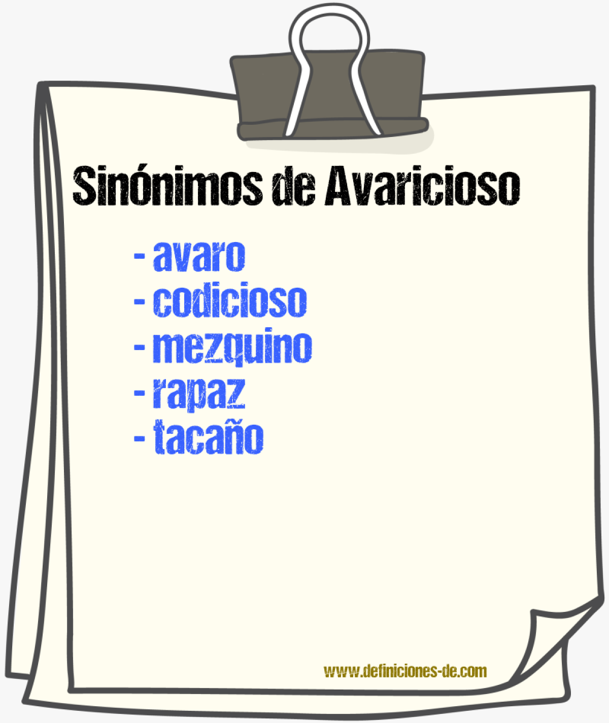 Sinnimos de avaricioso