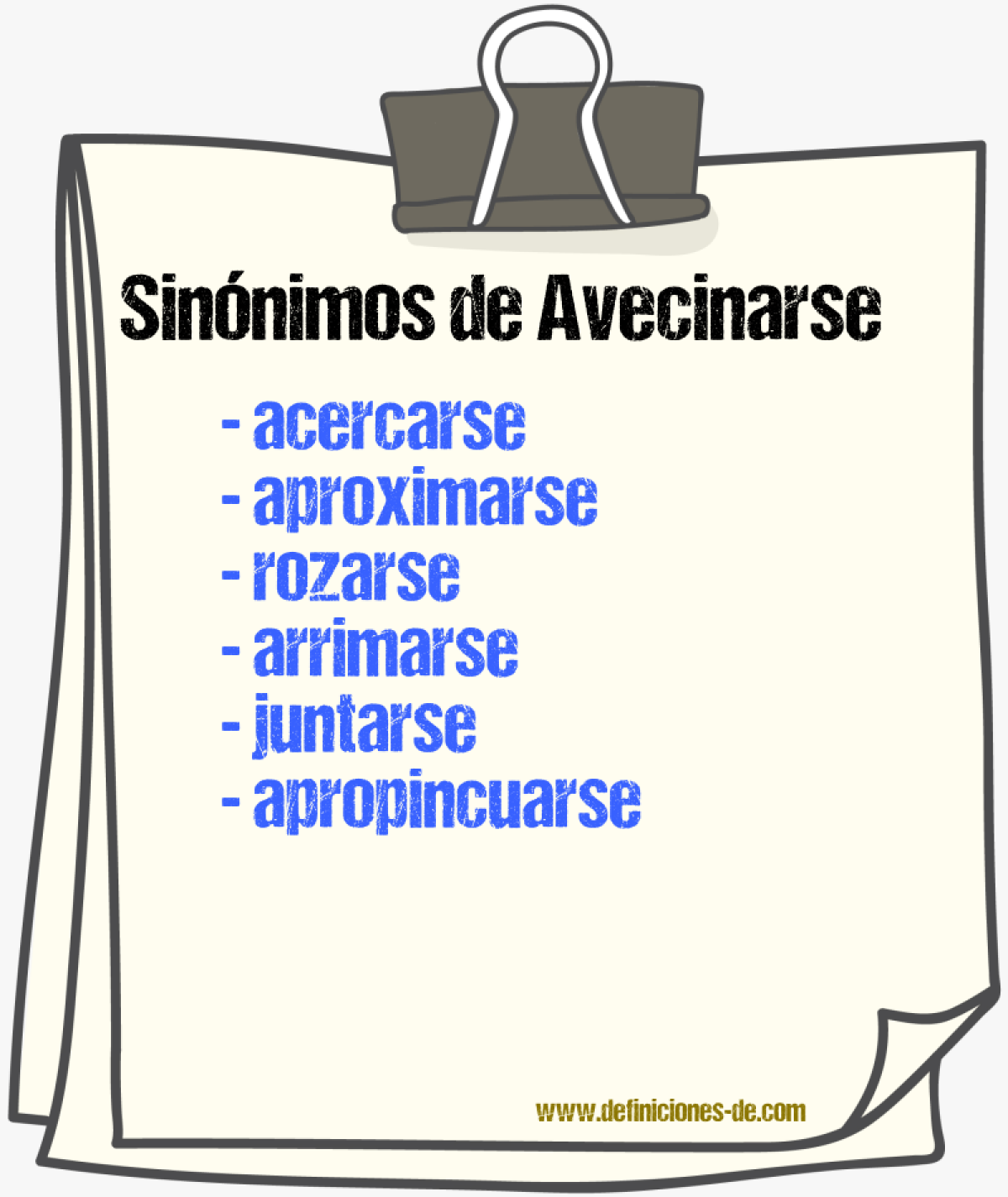 Sinnimos de avecinarse