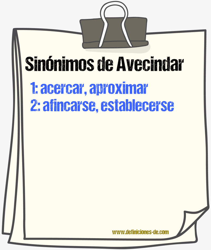 Sinnimos de avecindar