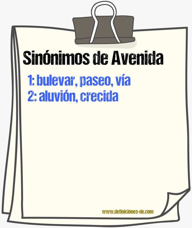 Sinnimos de avenida