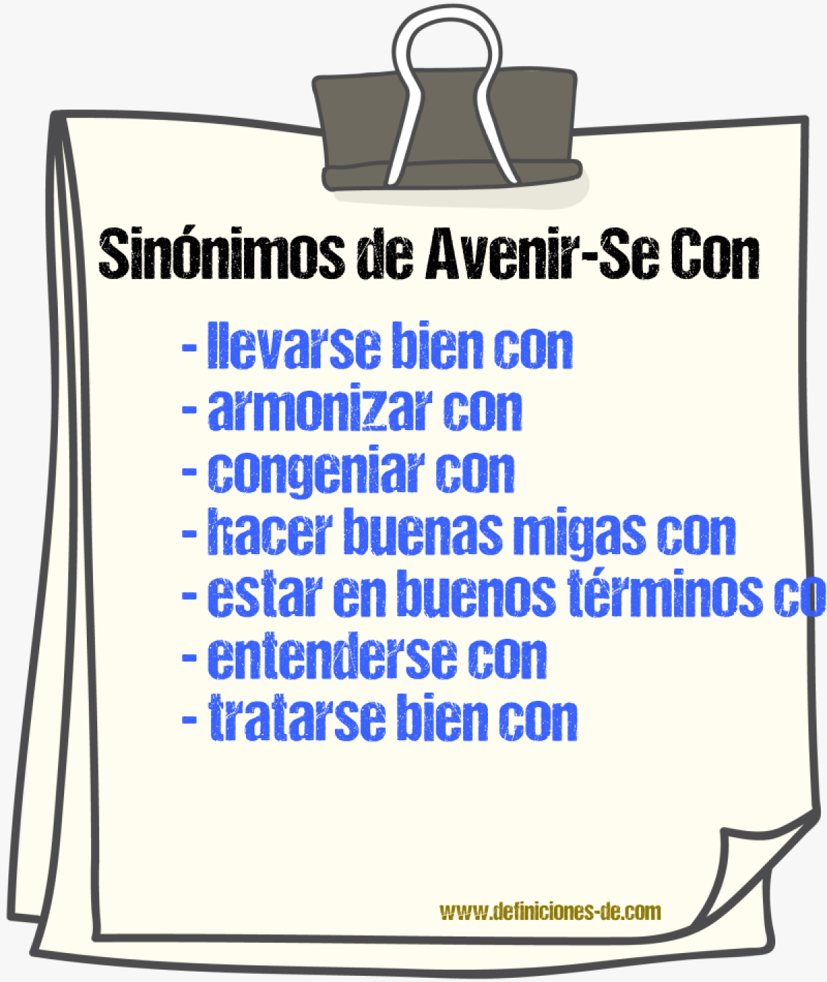 Sinónimos de avenir-se con