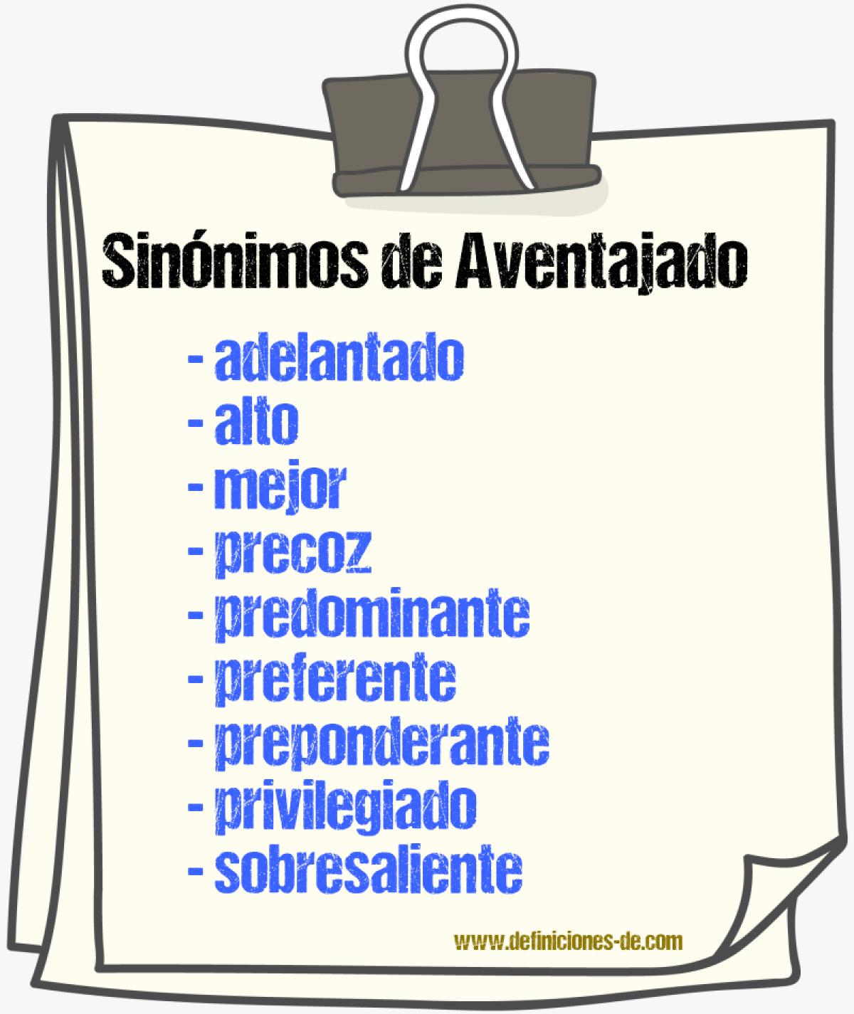 Sinnimos de aventajado