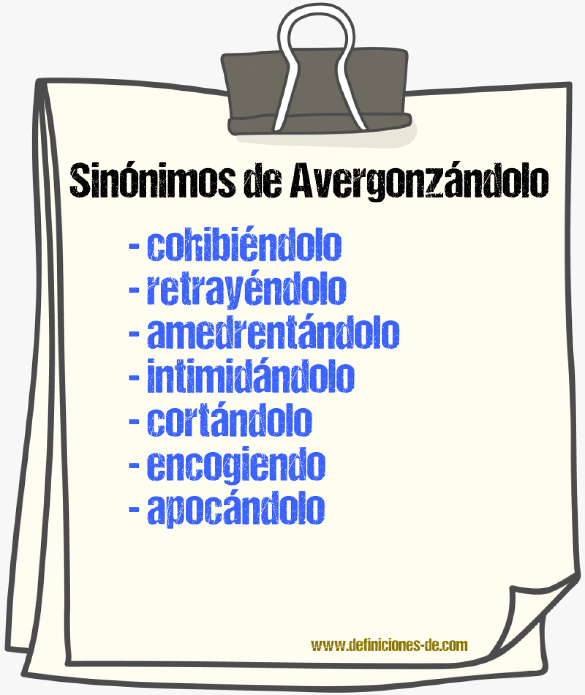 Sinónimos de avergonzándolo