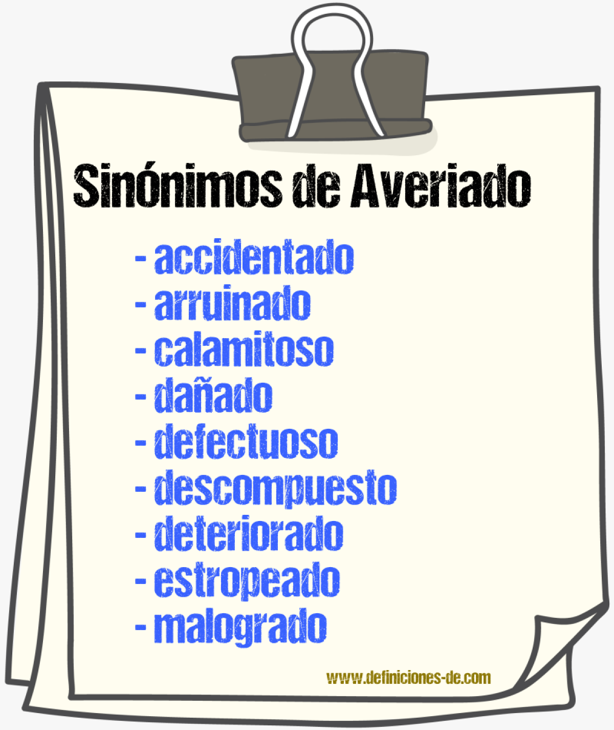 Sinnimos de averiado