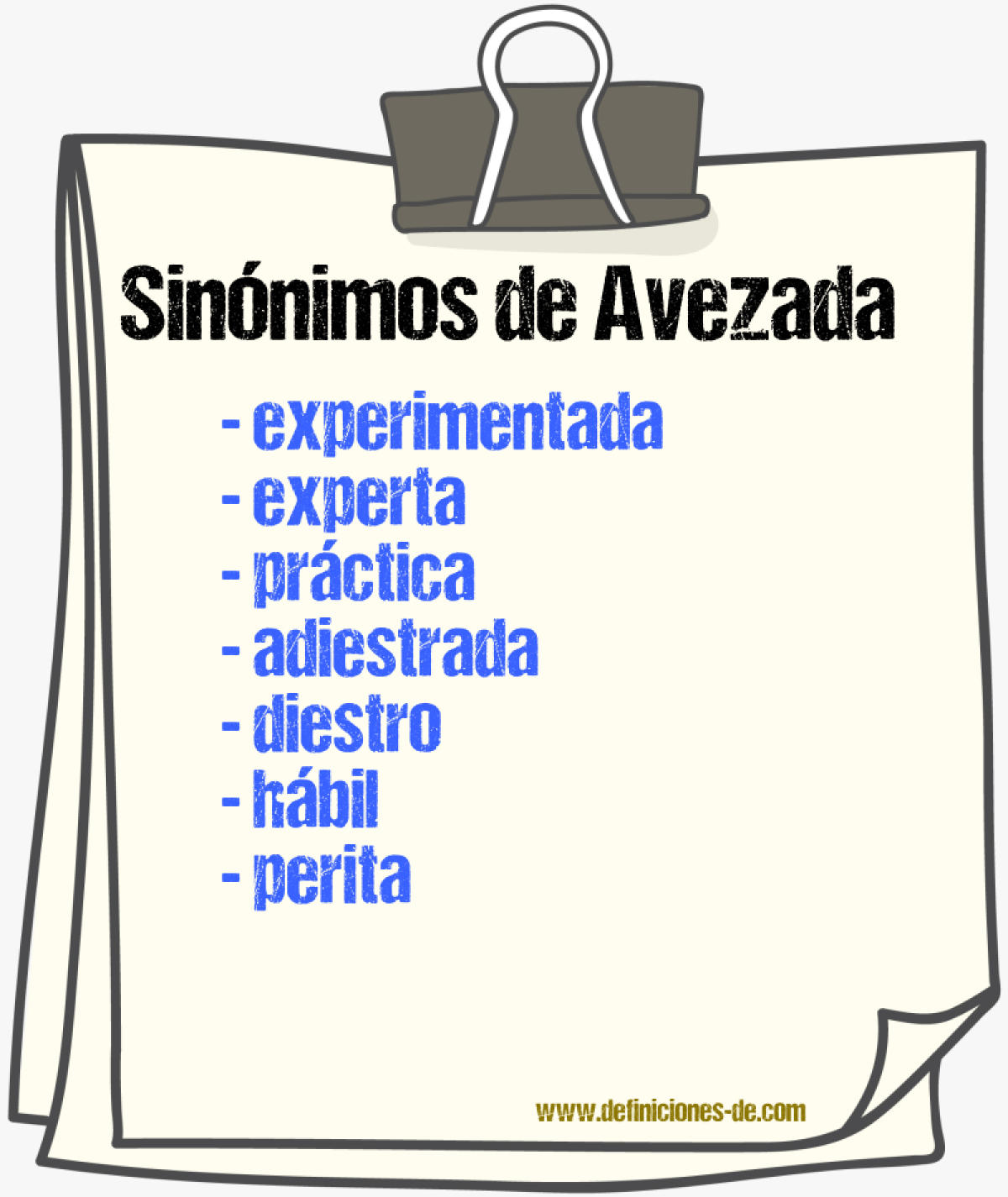 Sinónimos de avezada