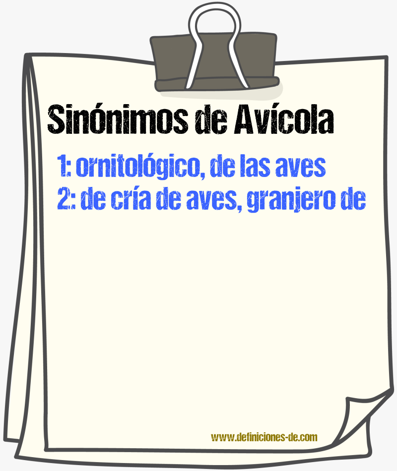 Sinónimos de avícola