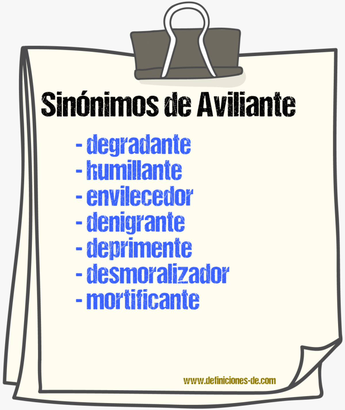 Sinónimos de aviliante