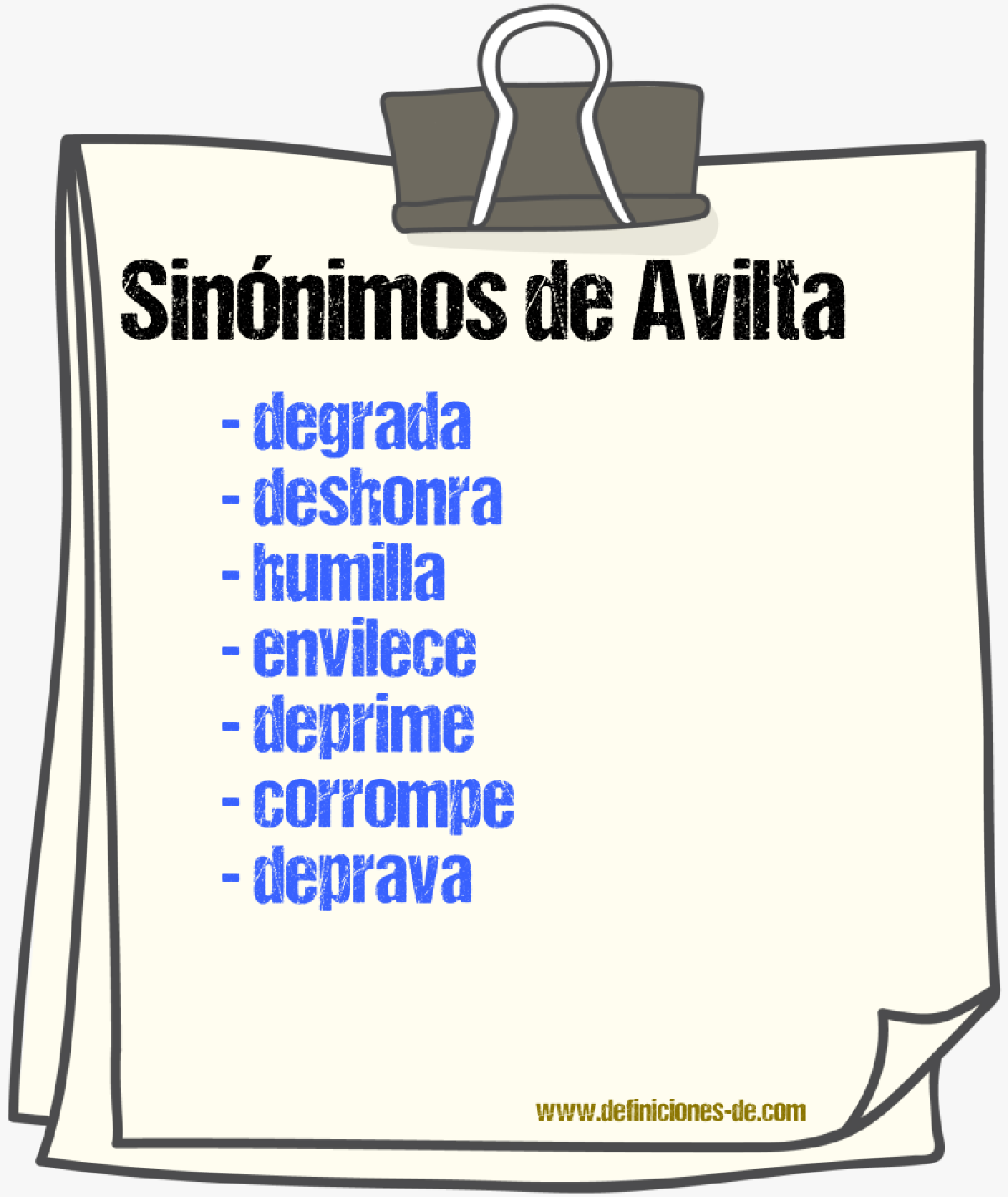 Sinónimos de avilta