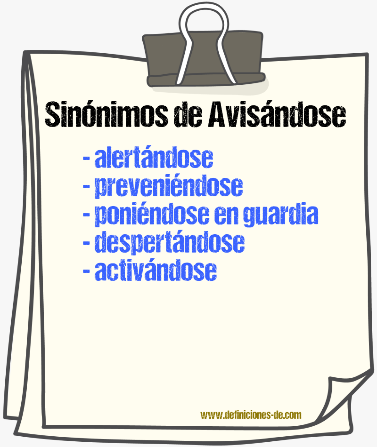 Sinónimos de avisándose