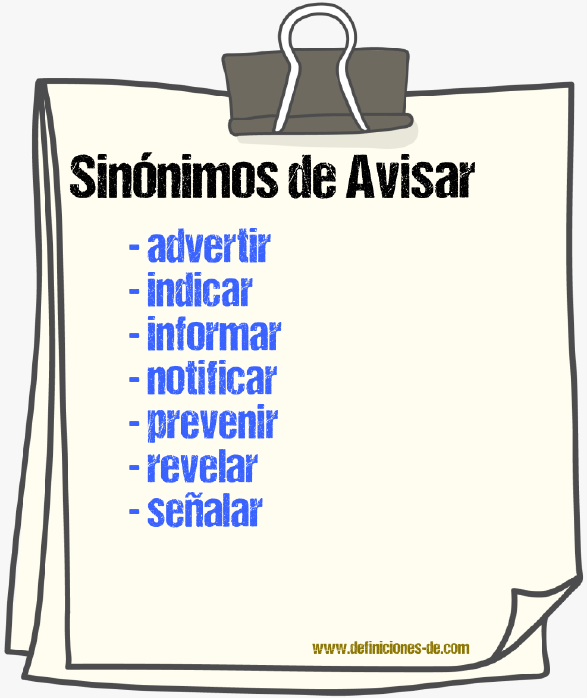 Sinnimos de avisar