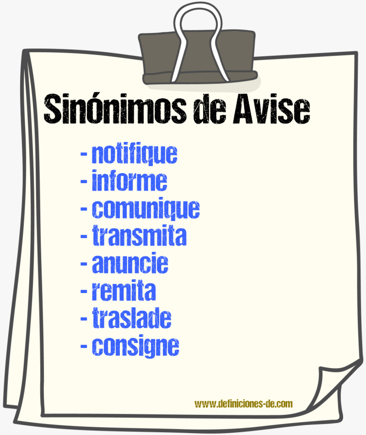Sinónimos de avise