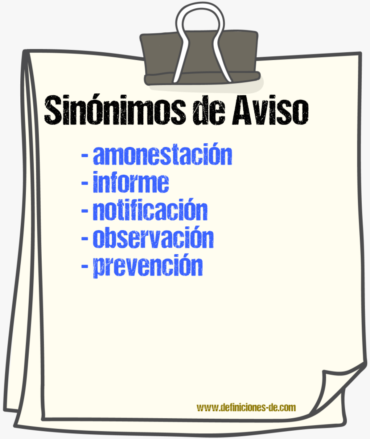 Sinnimos de aviso