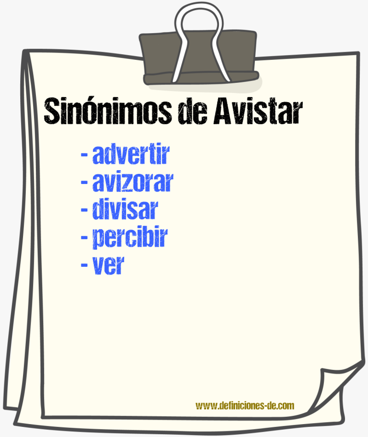 Sinnimos de avistar