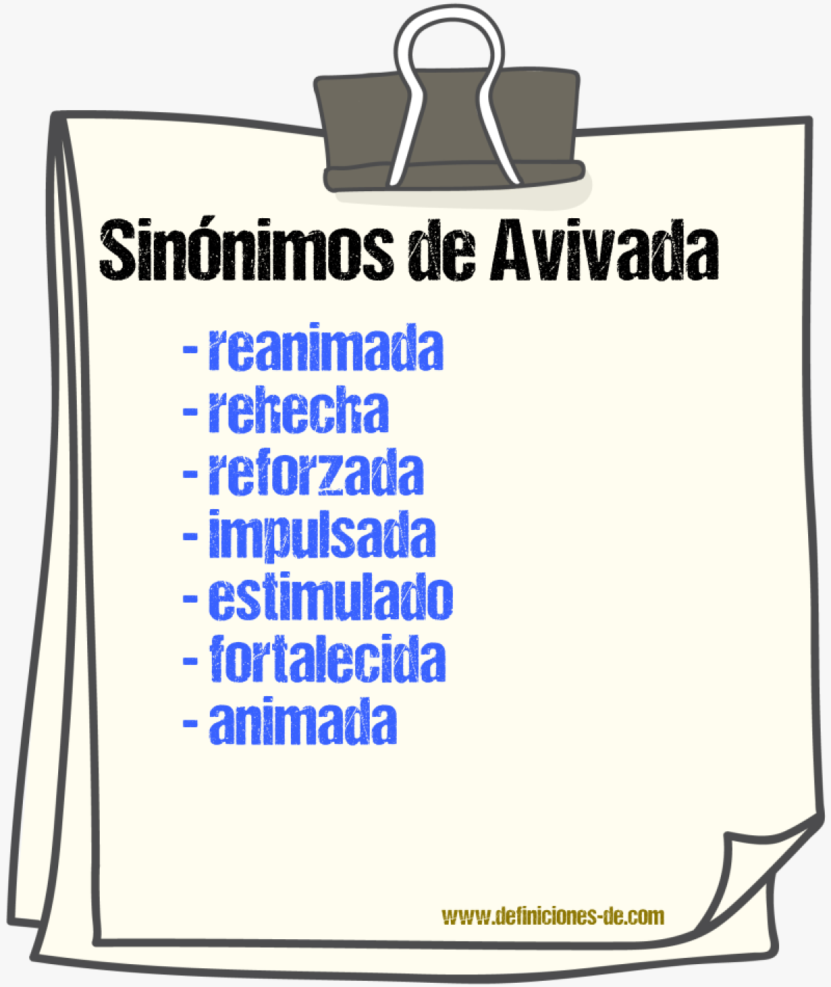Sinónimos de avivada