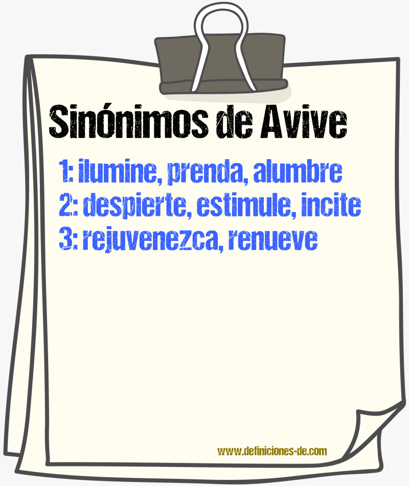 Sinónimos de avive