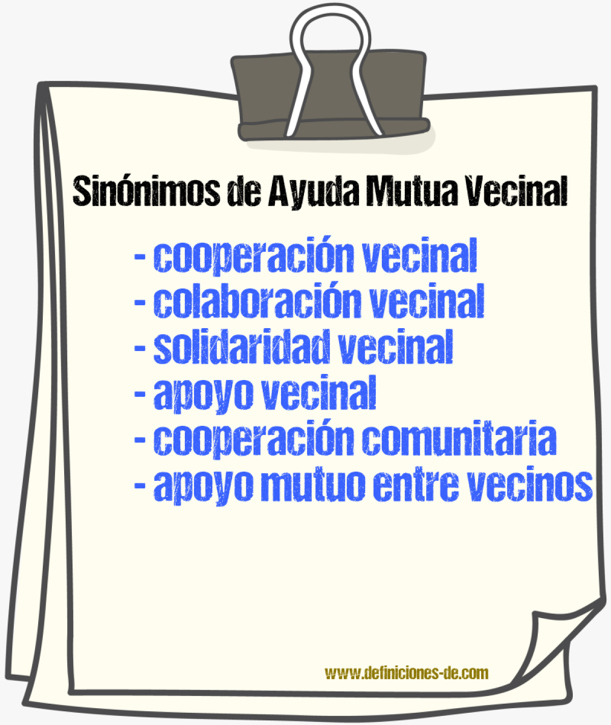 Sinónimos de ayuda mutua vecinal