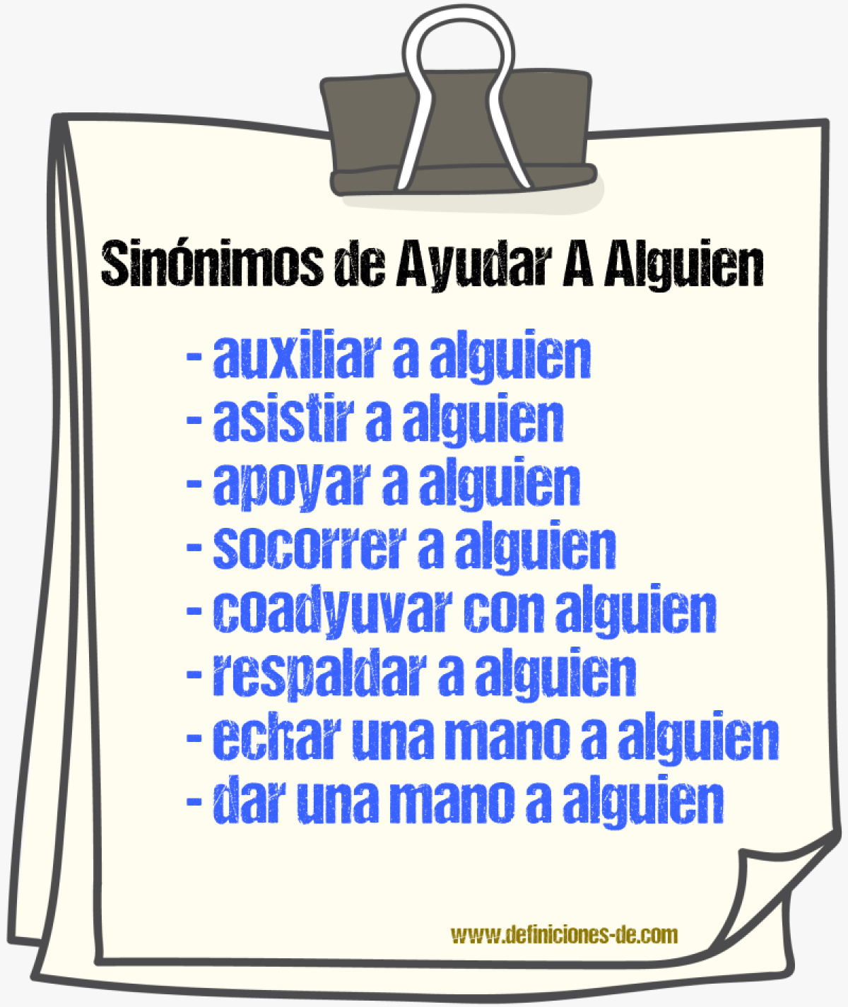 Sinónimos de ayudar a alguien