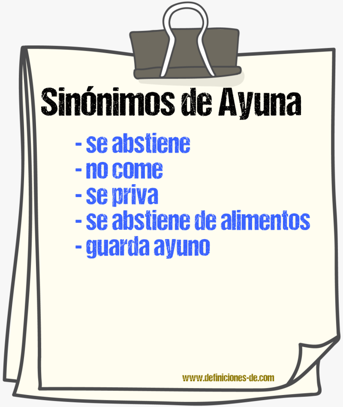 Sinónimos de ayuna