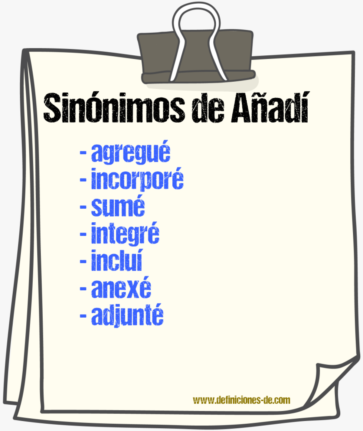 Sinónimos de añadí