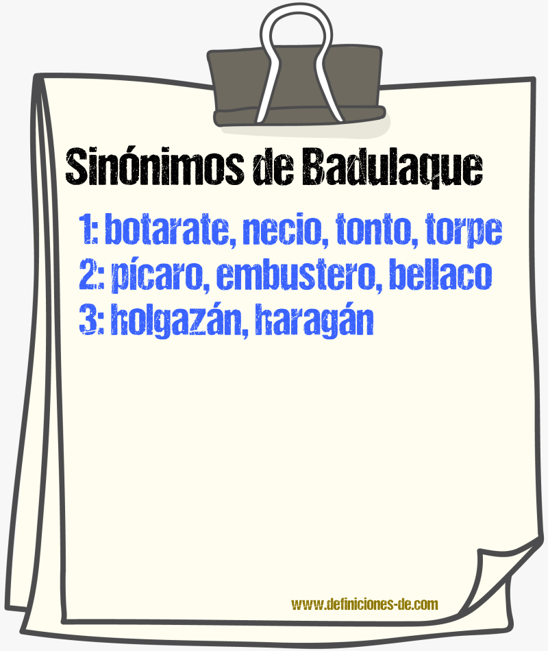 Sinnimos de badulaque