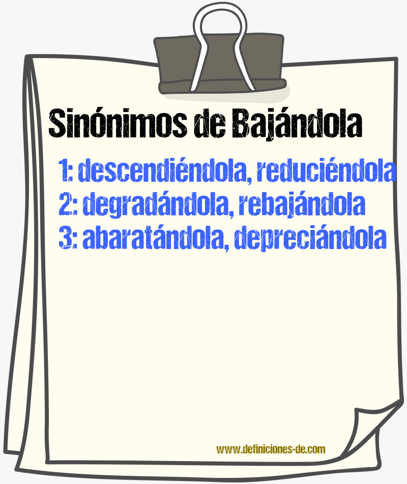 Sinónimos de bajándola
