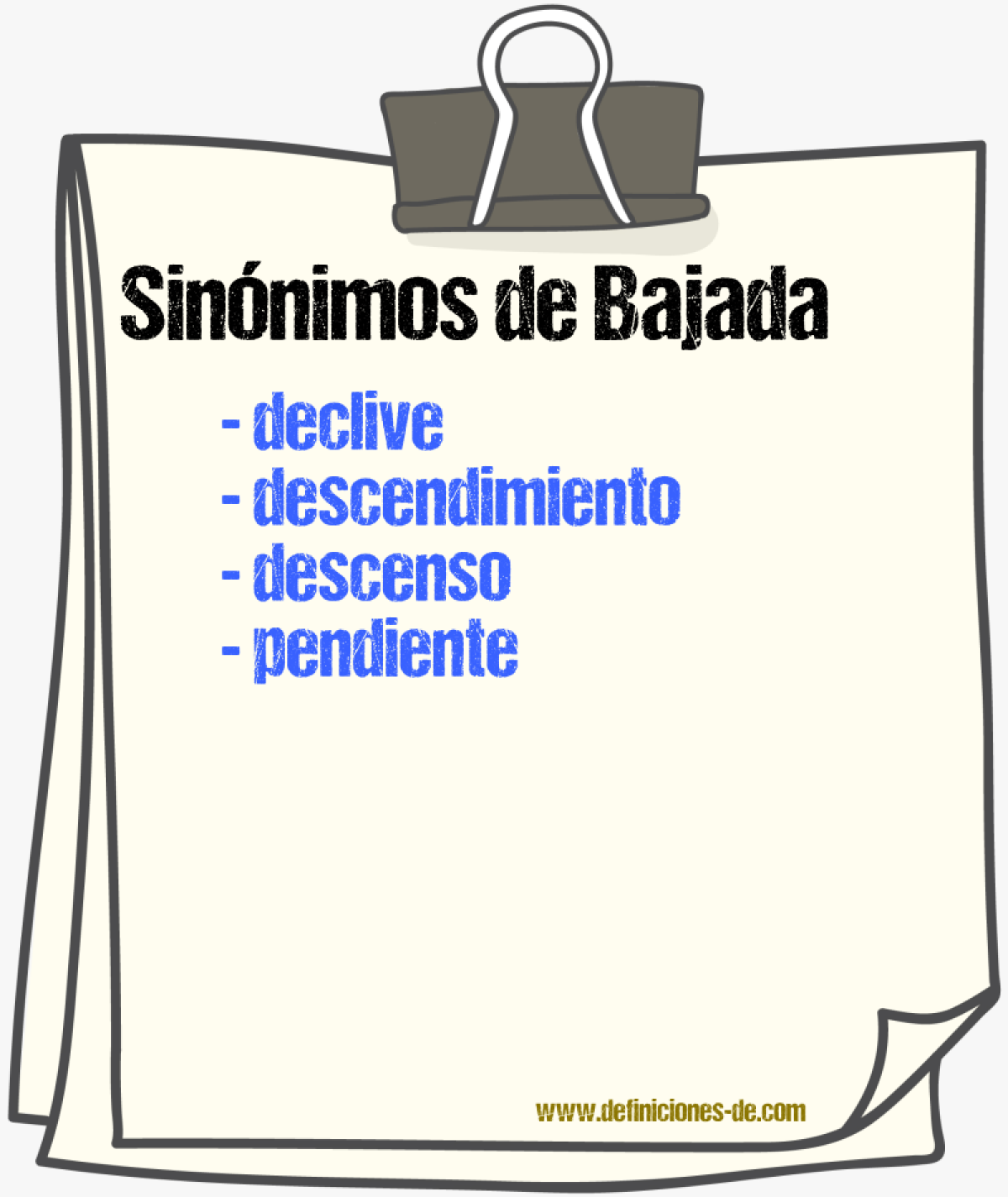 Sinnimos de bajada