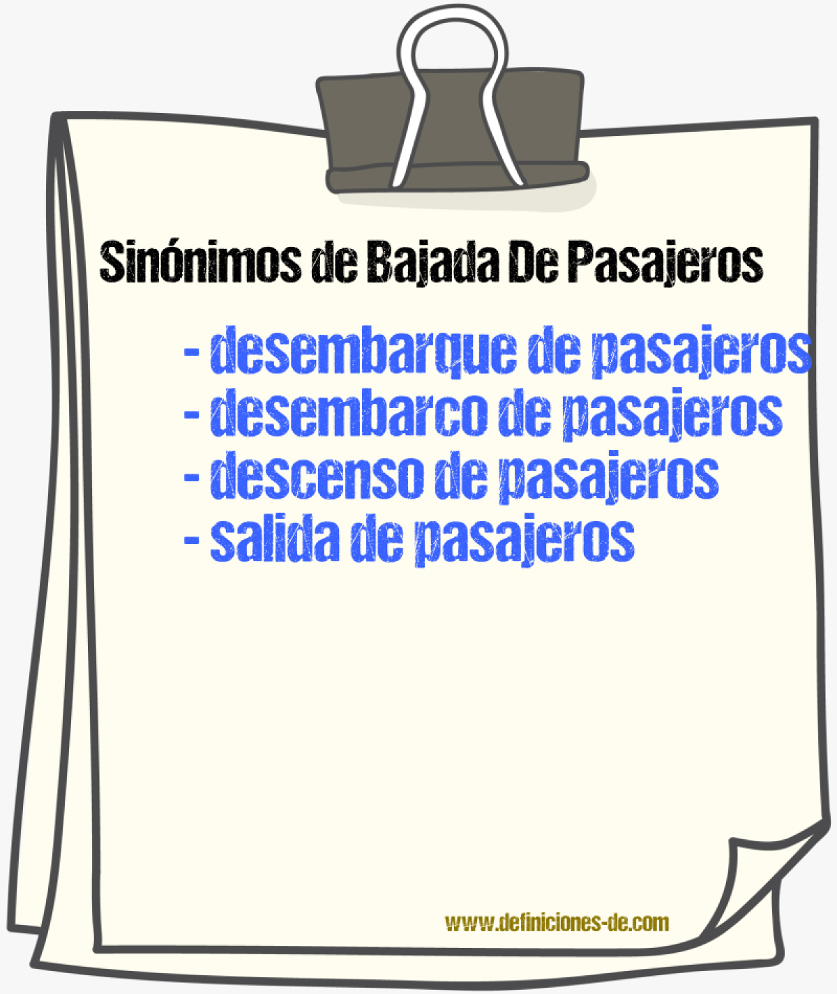 Sinónimos de bajada de pasajeros