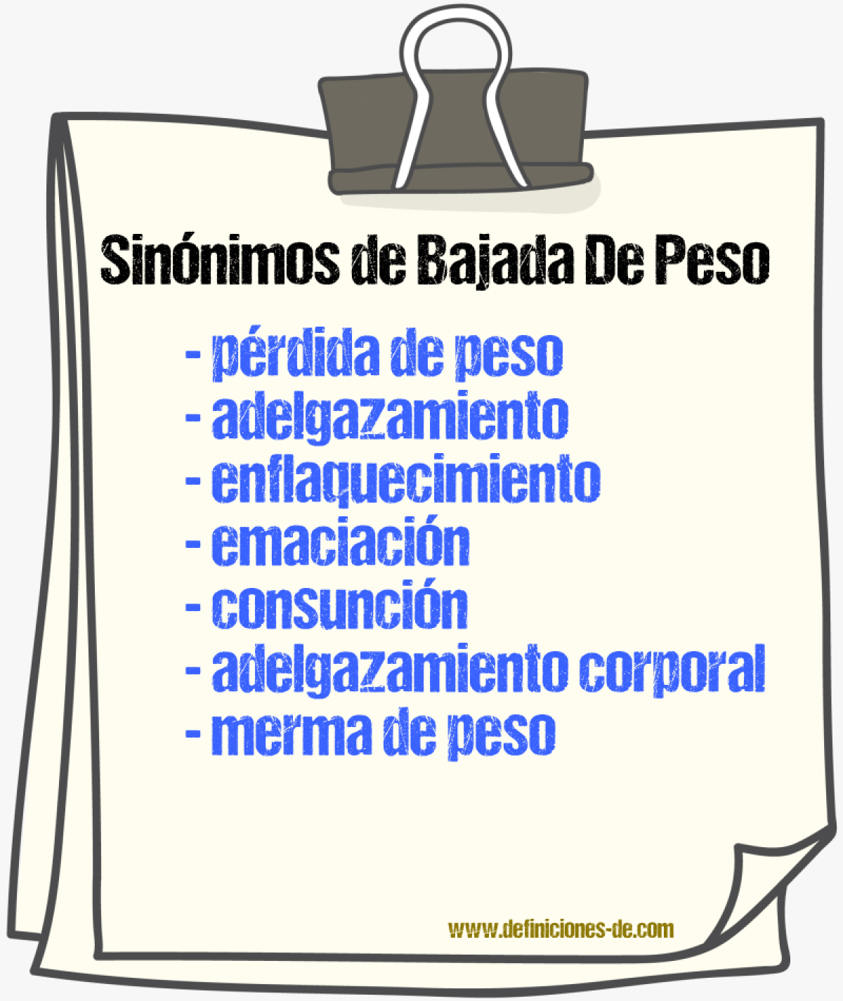 Sinónimos de bajada de peso
